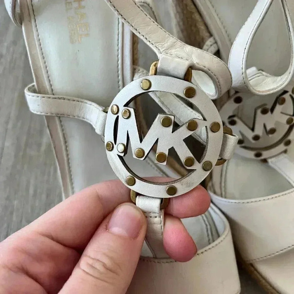 Womens Michael Kors White Wedges - 6 - Picture 3 of 10